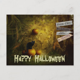 Spooky Black Cat, Pumpkin Halloween Postkarte