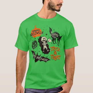 Spooky Black Cat Pumpkin Trick oder Treatment Funn T-Shirt