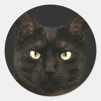 Spooky Black Cat Runder Aufkleber