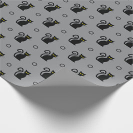 Spooky Black Cats Nahtloses graues Wrapping Paper Geschenkpapier