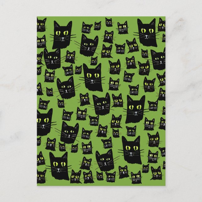 Spooky Black Cats Postkarte (Vorderseite)