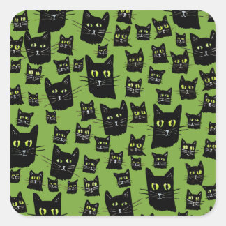 Spooky Black Cats Quadratischer Aufkleber