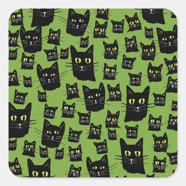 Spooky Black Cats                                  Quadratischer Aufkleber (Vorderseite)