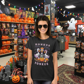 Spooky Black Funny Goose Pumpkin Halloween Grafik T-Shirt
