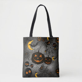 SPOOKY BLACK HALLOWEEN PUMPKINS MOONS BATS TASCHE