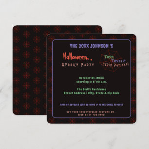 Spooky Black Halloween Spider Web-Party Einladung