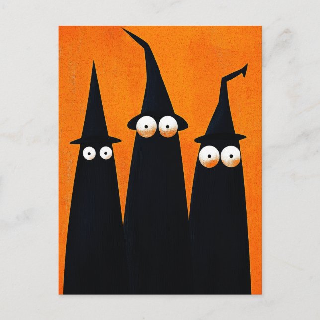 Spooky Black Hexen Quirky Halloween Postkarte (Vorderseite)