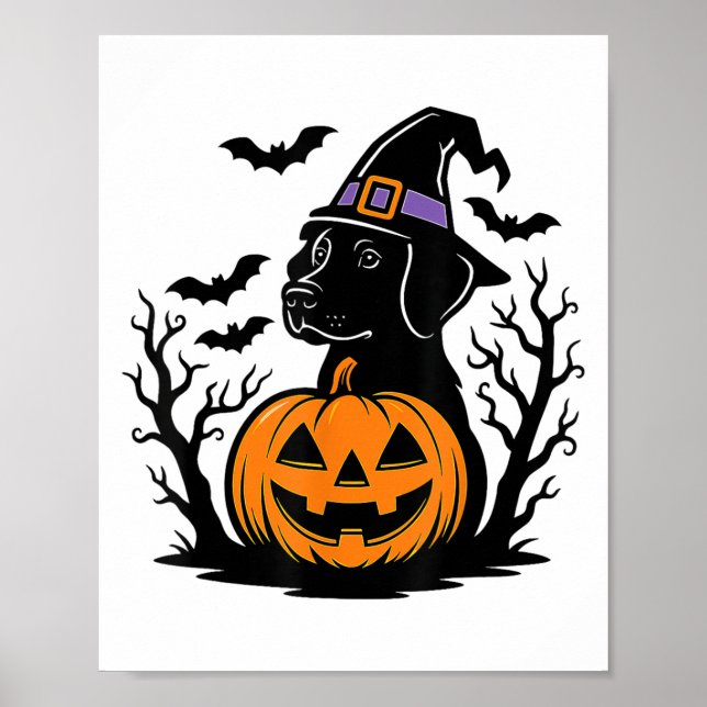 Spooky Black Labrador Retriever Hexenhut Pumpkin Poster (Vorne)