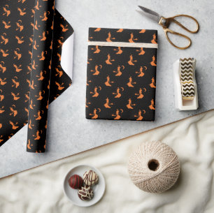 Spooky Black & Orange Witch Wrapping Paper Roll Geschenkpapier