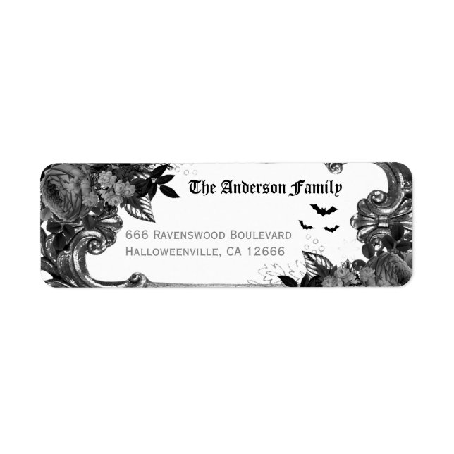 Spooky Black Raven Halloween Rücksendeadresse (Vorne)