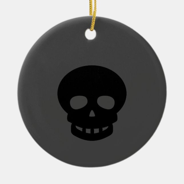 Spooky Black Skull Keramik Ornament (Vorne)