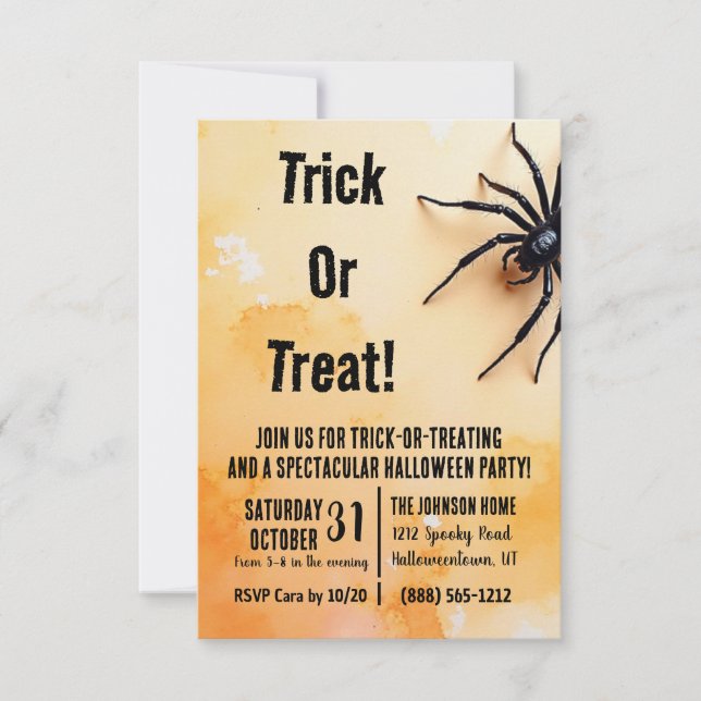 Spooky Black Spider Einladung (Vorderseite)