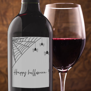Spooky Black Spiders Party Frohe Halloween Weinetikett