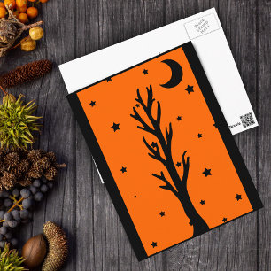 Spooky Black Tree Silhouette Postcard Postkarte