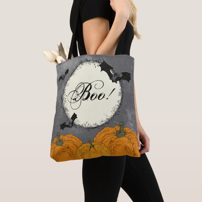 Spooky Black und Orange Halloween Tasche (Von Nahem)