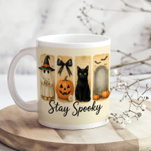 "Spooky Bleibe" Halloween Pinselstriche Katze