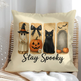 "Spooky Bleibe" Halloween Pinselstriche Katze Kissen