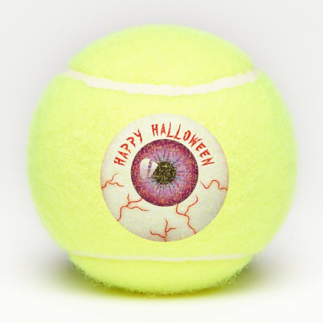 Spooky Bloodshot Eyeball Happy Halloween Tennisbälle (Rückseite)