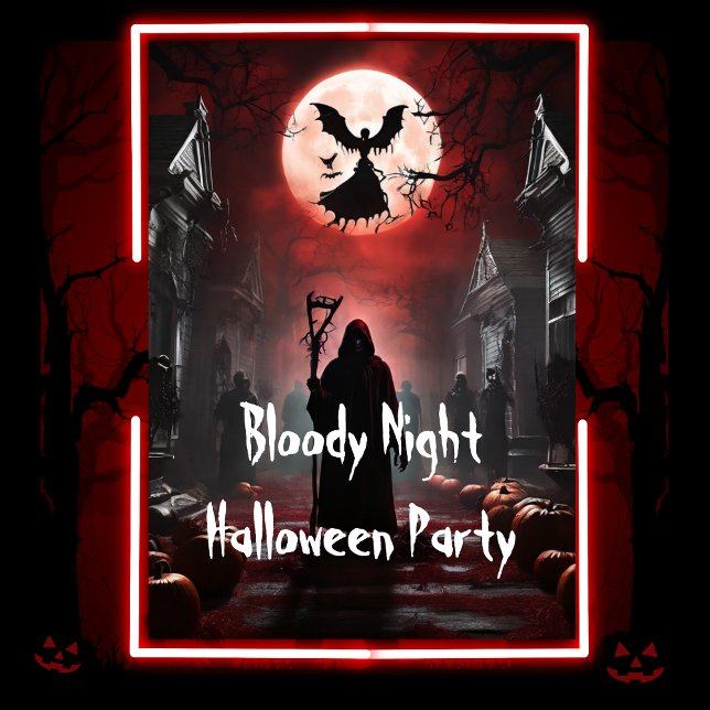 Spooky Bloody Night Adult Halloween-Party Einladung (Von Creator hochgeladen)