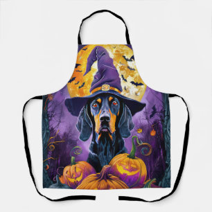 Spooky Bluetick Coonhound Halloween Hexenkürbis Schürze