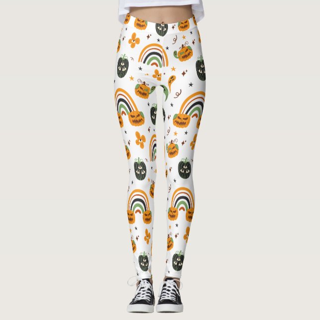 Spooky Boho Pattern Halloween Leggings (Vorderseite)