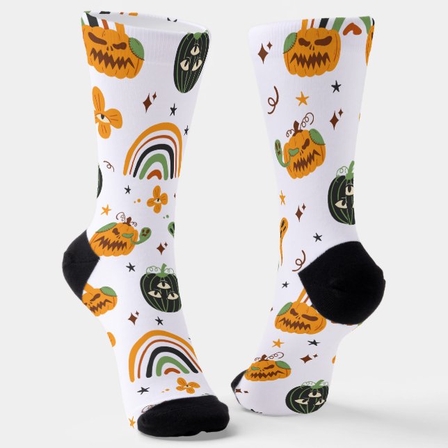 Spooky Boho Pattern Halloween Socken (Gewinkelt)
