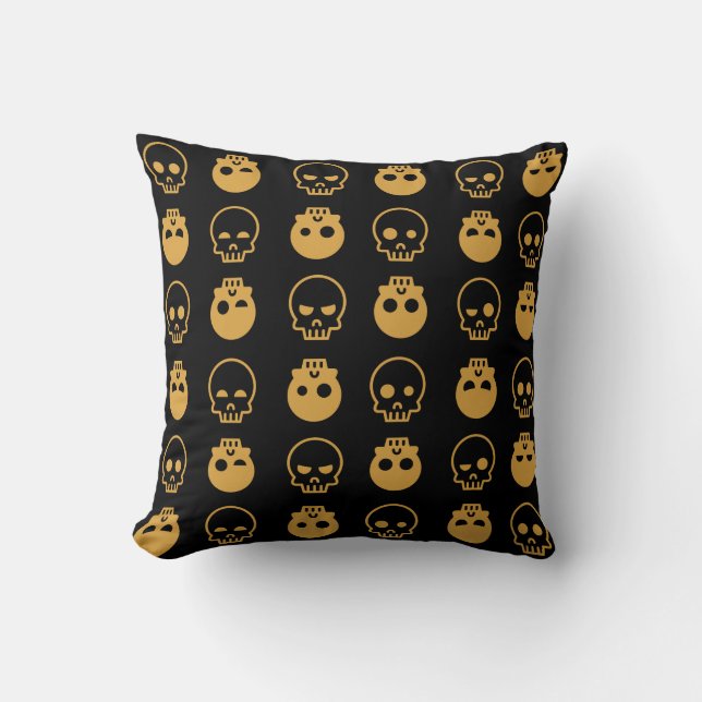 Spooky Bony Skulls Happy Halloween Kissen (Vorderseite)