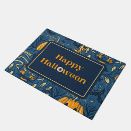 Spooky Boo Happy Halloween Blue Orange Fall Fußmatte