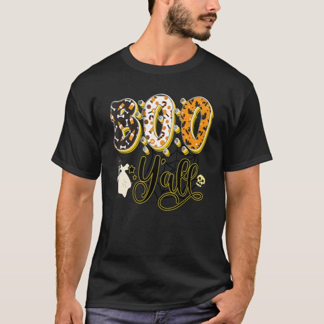 Spooky Boo Y'all Ghost Halloween für Männer Frauen T-Shirt (Vorderseite)