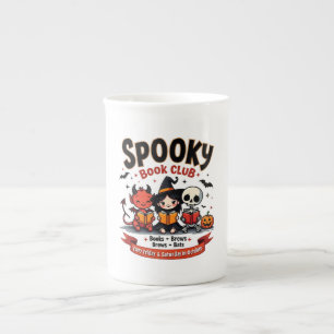 Spooky Book Club Halloween China Tasse