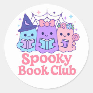 Spooky Book Club Niedlich Ghost Reading Runder Aufkleber