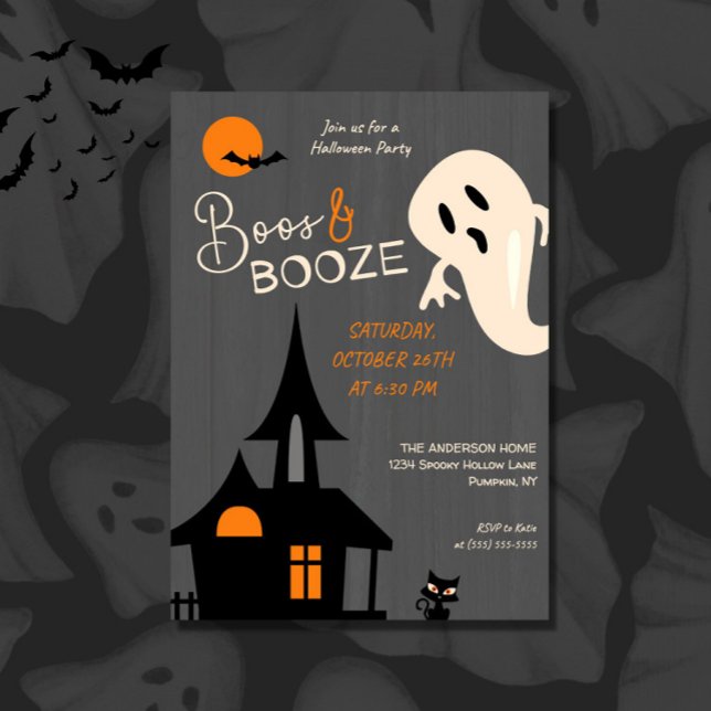 Spooky Boos & Booze Halloween-Party Einladung (Von Creator hochgeladen)