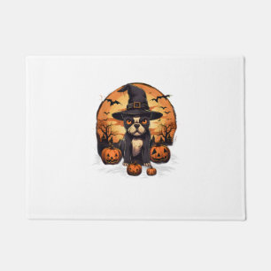 Spooky Boston Terrier Dog Hexe Halloween T - Shirt Fußmatte