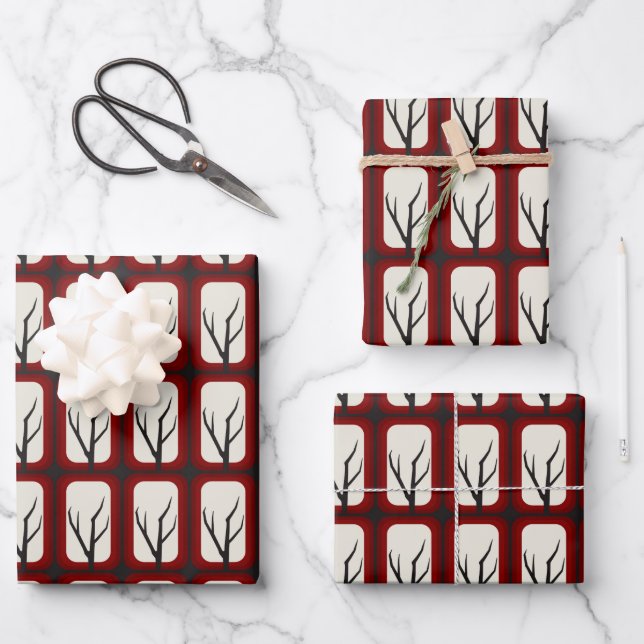 Spooky Branch Retro Deko Fusion Geschenkpapier Set (Vorderseite)