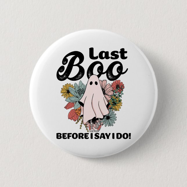 Spooky Bride Floral Ghost Wedding Bachelorette Hal Button (Vorderseite)