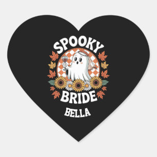 Spooky Bride Ghost Halloween Personalisiert Herz-Aufkleber