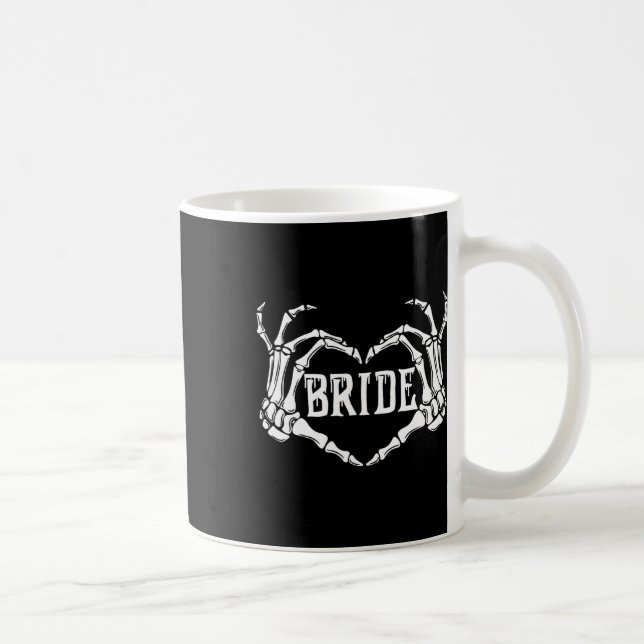 Spooky Bride Skeleton Hands Halloween Verlobung W Kaffeetasse (Rechts)