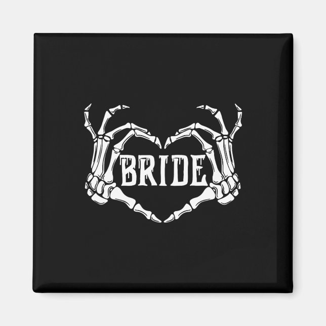 Spooky Bride Skeleton Hands Halloween Verlobung W Magnet (Vorne)