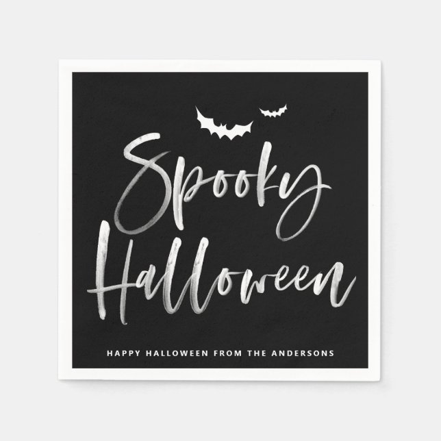 Spooky Brush Letters Black Halloween-Party Serviette (Vorderseite)