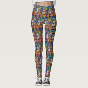 Spooky Bull Terrier Halloween Hexe und Pumpkin Leggings