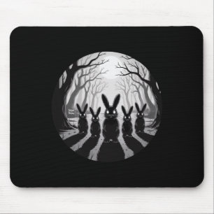 Spooky Bunny Patrol Creepy Halloween Forest Gothic Mousepad