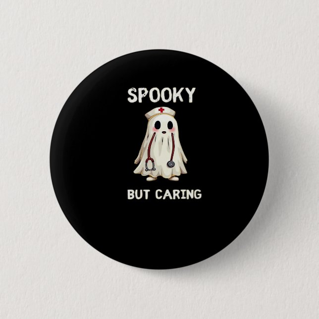 SPOOKY BUT CARING Essential T-Shirt Button (Vorderseite)