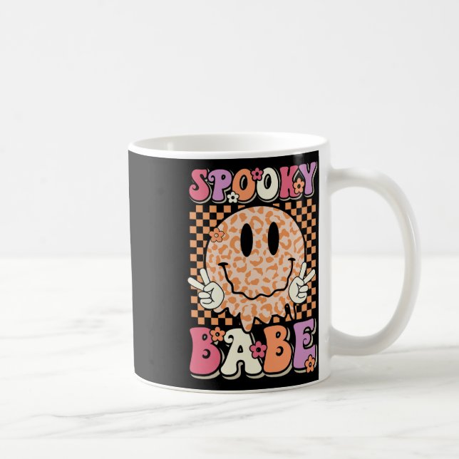 Spooky Bybe Groovy Halloween Leopard Smile Face Ch Kaffeetasse (Rechts)