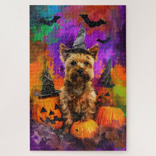 Spooky Cairn Terrier Dog Halloween Hexenkürbis (Vertikal)