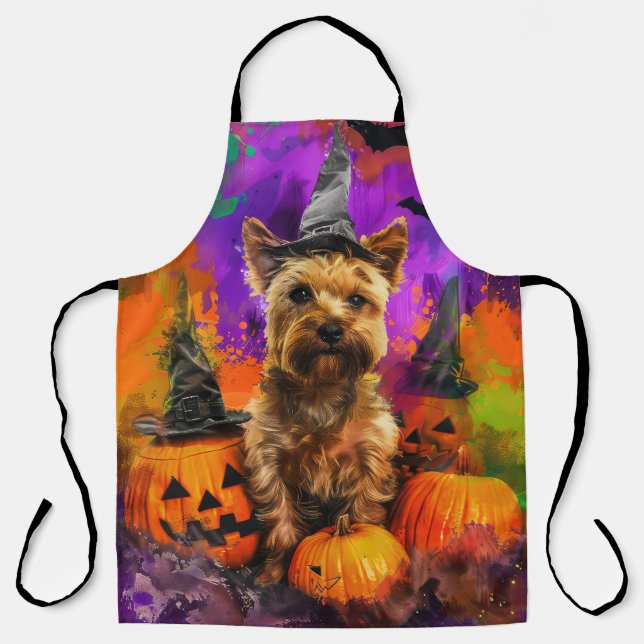 Spooky Cairn Terrier Dog Halloween Hexenkürbis Schürze (Vorderseite)