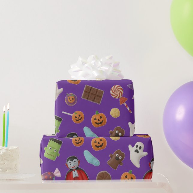 Spooky Candy Monsters Halloween Geschenkpapier (Partygeschenke)