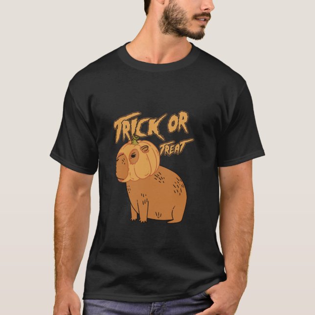 Spooky Capybara Trick oder Treat Capy Halloween Ca T-Shirt (Vorderseite)