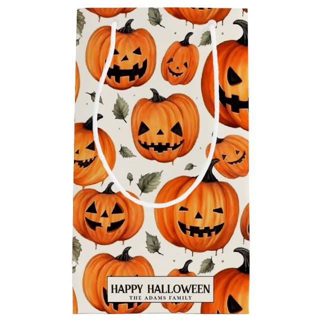 Spooky Carved Pumpkins & Herbstlaubs Halloween Kleine Geschenktüte (Vorderseite)