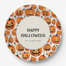 Spooky Carved Pumpkins & Herbstlaubs Halloween Pappteller