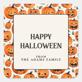 Spooky Carved Pumpkins & Herbstlaubs Halloween Quadratischer Aufkleber